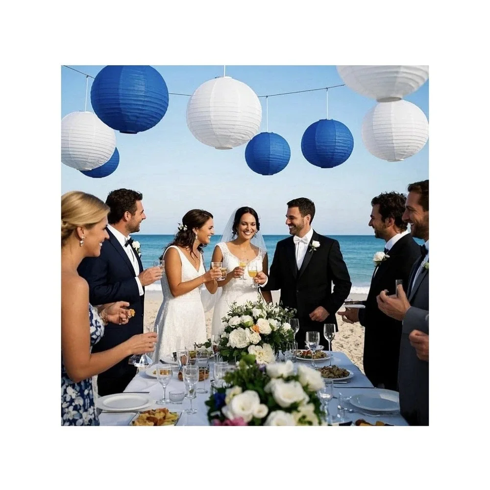 LIHAO Blue Paper Lanterns for Graduation Decorations Party Birthdays 20PCS A4 - Picture 4 of 6
